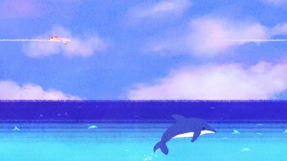 두둠 포트폴리오 - Blue sea with dolphins 일러스트&루프 애니메이션 영상